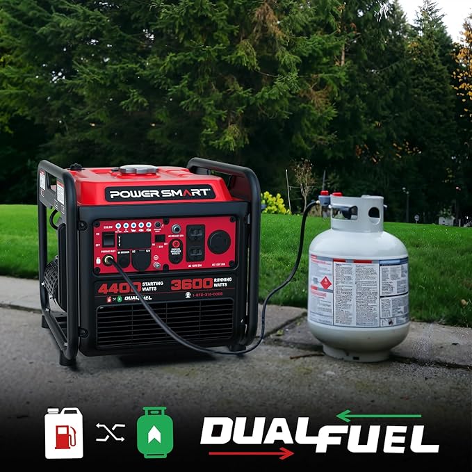 PowerSmart 4400-Watt Dual Fuel Portable Generator with Inverter Technology, CO Protect, 30 amp for Home Use and Emergency Backup
