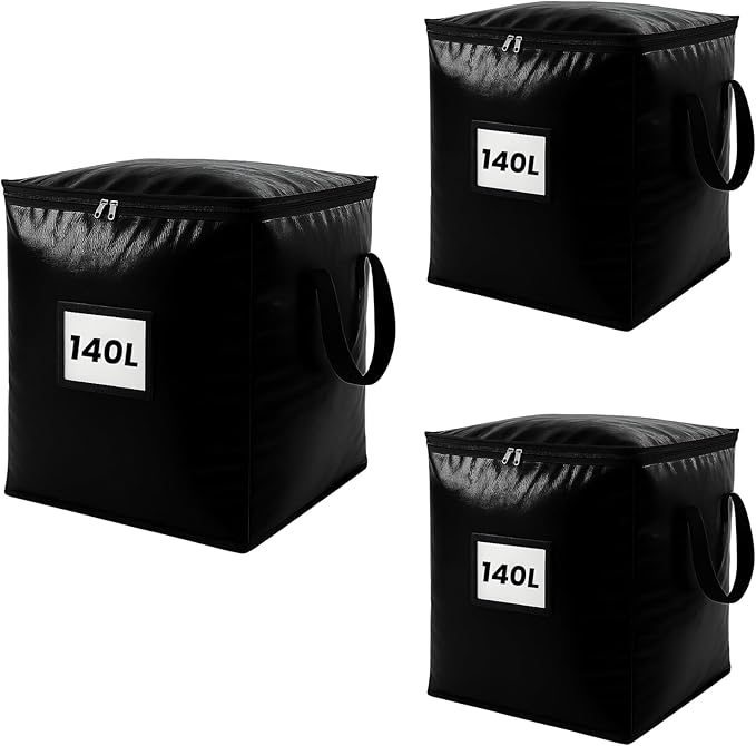 3 Pack 140L Storage Bags for Clothes, Moving Bags Heavy Duty Extra Large with Reinforced Handle, Storage Containers for Organizing Bedding, Blanket, Sheets, Pillows, Toys, Christmas Decorations