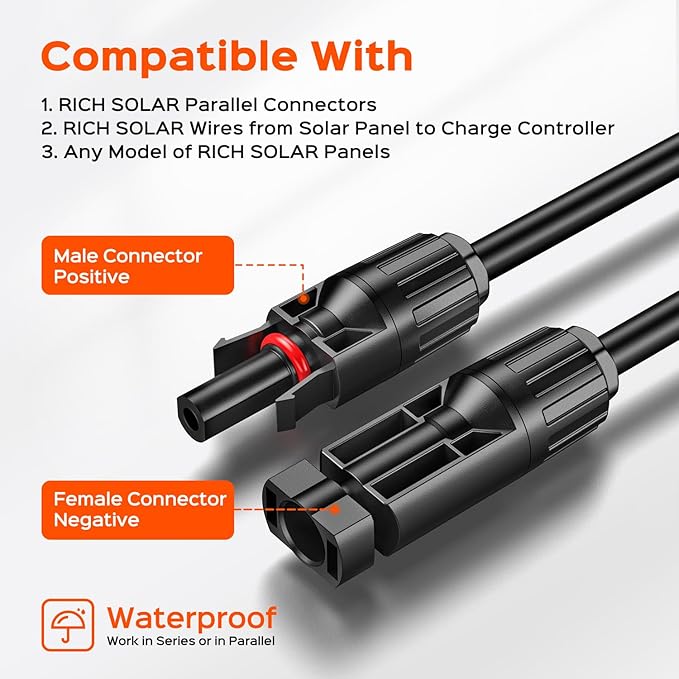 RICH SOLAR 200 Watt Black 12 Volt Moncrystalline Solar Panel High Efficiency Solar Module for RV Trailer Camper Marine Off Grid