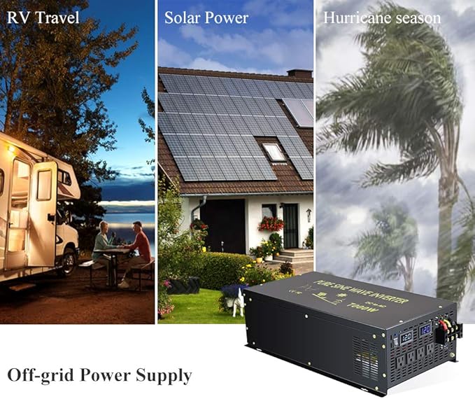 WZRELB Pure Sine Wave 7000W (14000W Surge) 12V Power Inverter DC to AC Power - Solar, RV (RBP-700012)