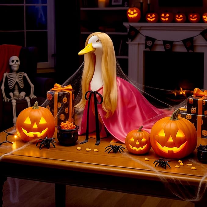 Vinsot Halloween Outdoor Porch Geese Outfit, 23" Patio Yard Porch Desk Goose Coat, Lawn Goose Accessories(Pink,Velvet)