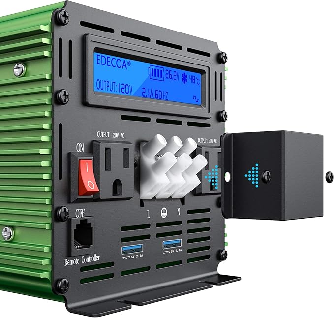 EDECOA 3000W 24 Volts Power Inverter DC 24V to AC 110V 120V 3000 Watts Power Converter for Car Truck RV with LCD Display and Remote Controller (3000W 24V)