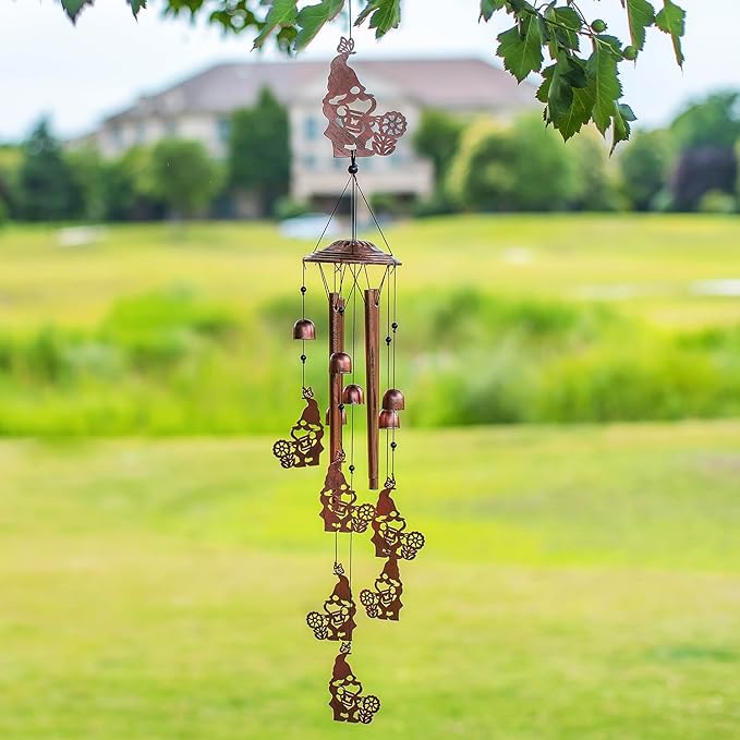 Gnomes Wind Chimes Outdoor Gnomes Gifts for Women/Men/Mom/Wife/Grandma Birthday Gifts Memorial Gift Metal WindChimes for Outside/Indoors, Lawn, Patio, Home, Porch, Yard Decor, Garden Decorations