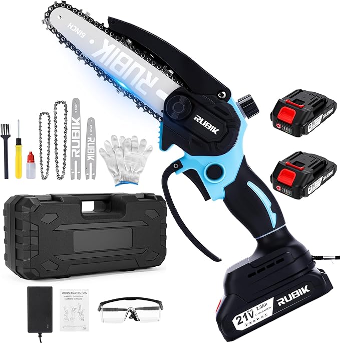Mini Chainsaw Cordless, 8 Inch &6 Inch Electric Chain Saw, Battery Powered Handheld Tree Saw for Branch Pruning and Gardening, Brushless Chainsaw, Garden Yard Guru Tools, Gifts for Men Dad Husband