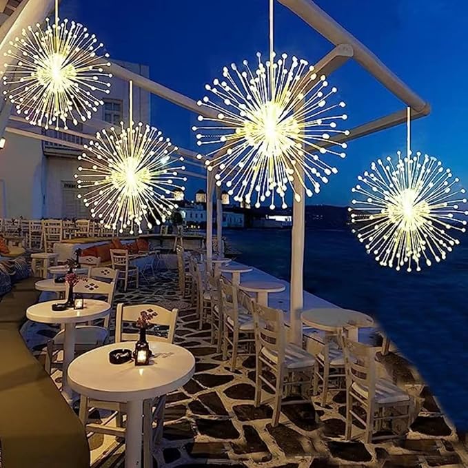 8 Pcs Total 800 LED Firework Copper Wire Lights, 8 Modes Fairy Twinkle Lights Plug in String Lights 1M/3.3FT Spacing Starburst Lights with Sagging Wire and Remote Control(Warm White)