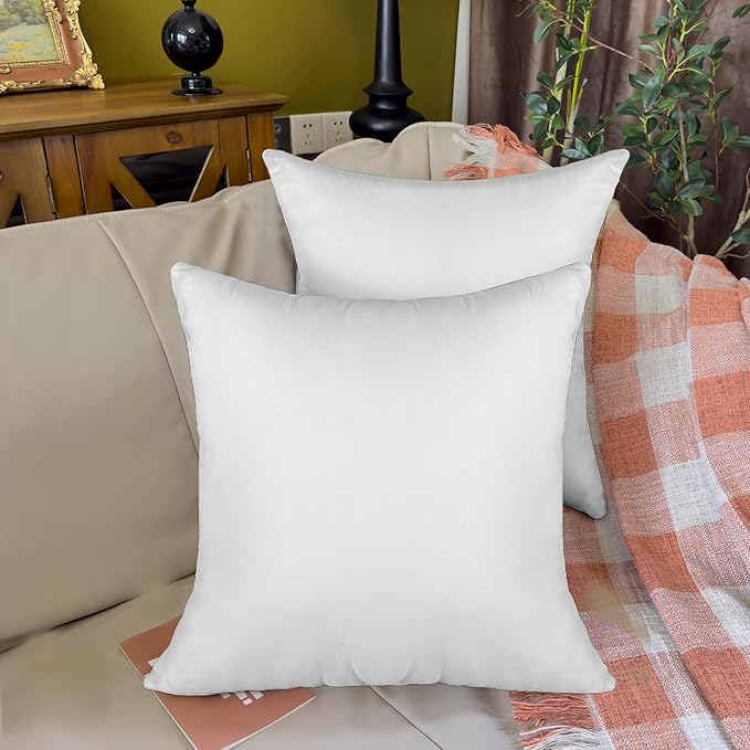 20 x 20 Outdoor Pillow Inserts Pack of 4 Large Throw Pillow Inserts Waterproof Patio Furniture Pillows Decorative Porch Couch Pillows Premium White Square Sofa Cushion Sham Stuffer