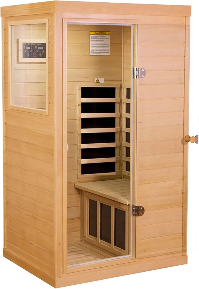 Saunas 909Mini Far Infrared Sauna, Indoor Dry Sauna (Hemlock Wood, 1 Person Mini Size Left Door)