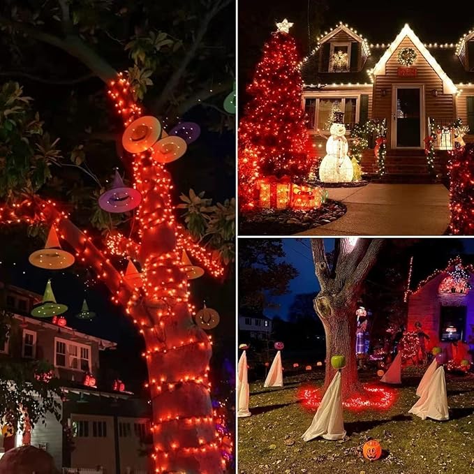 Connectable 240LED 95Ft 13Modes String Lights Indoor Outdoor | Extendable Green Wire Red Christmas Tree Lights with Timer | Twinkle Fairy Light Plug in for Xmas Tree Garden Decor(Red)