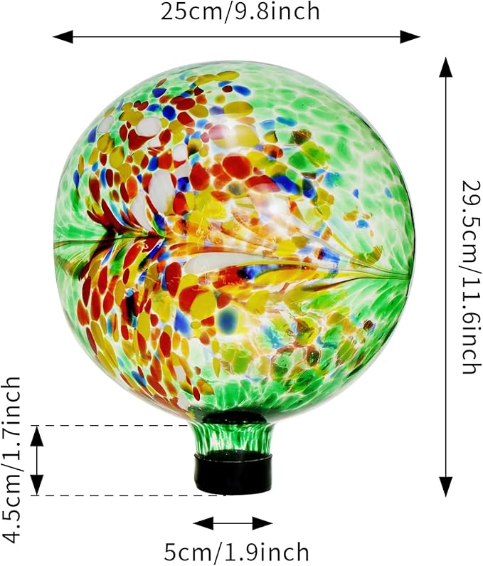 10 Inch Gazing Balls for Garden, Hand Blown Indoor Outdoor Glass Garden Globes Balls for Outside Festive Yard Lawn Ornaments Decoration (Green)