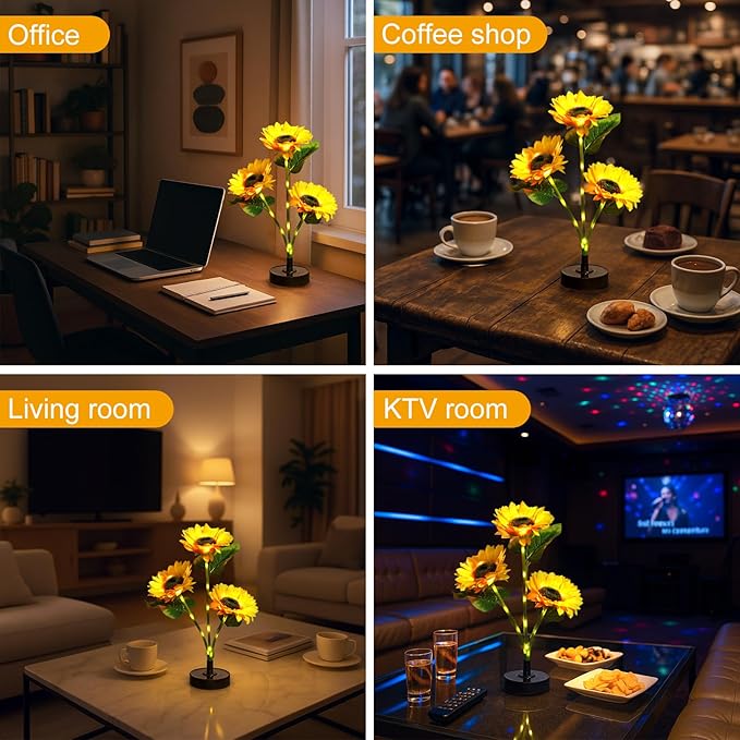 Solar Flowers Lights - Upgraded Outdoor Sunflowers Flowers Lights, Waterproof Outdoor Solar Lights for Garden, Patio, Backyard,Party and Office (Sunflowers, 2)