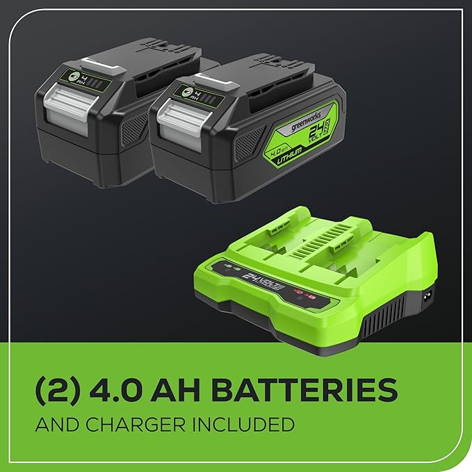 Greenworks 48V (24V x 2) 17" Brushless Cordless Push Lawn Mower, Includes (2) 4.0Ah Batteries and Dual Port Rapid Charger((200+ Compatible Tools, 45Min Runtime)