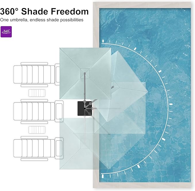 PURPLE LEAF 9 FT Outdoor Umbrella with Base Patio Cantilever Aluminum Umbrella with 3 Years Fade Resistance Recycled Fabric Offset Square with 360-degree Rotation for Deck Pool Garden, Mint Green