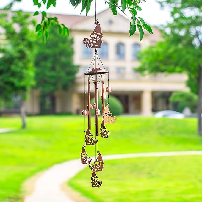 Gnomes Wind Chimes Outdoor Gnomes Gifts for Women/Men/Mom/Wife/Grandma Birthday Gifts Memorial Gift Metal WindChimes for Outside/Indoors, Lawn, Patio, Home, Porch, Yard Decor, Garden Decorations