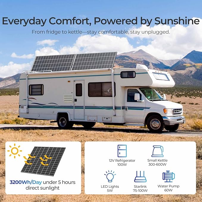 Renogy 320 Watts Solar Panels 6PCS 12V/24V N-Type 18BB Solar Panel Monocrystalline Total 1920W On/Off Grid Application Over 1000 Watt Solar Panel 25% High Efficiency for Homes Roof RV Boat Black