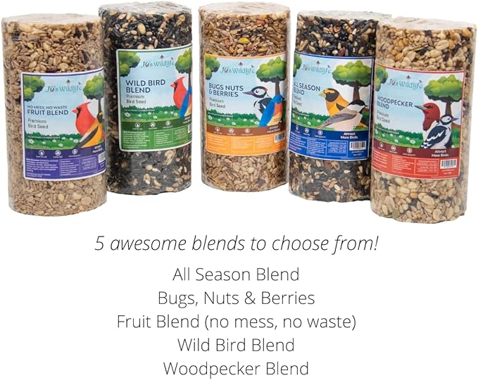JCs Wildlife Premium Bird Seed Small Cylinder with Hole (Woodpecker Blend)