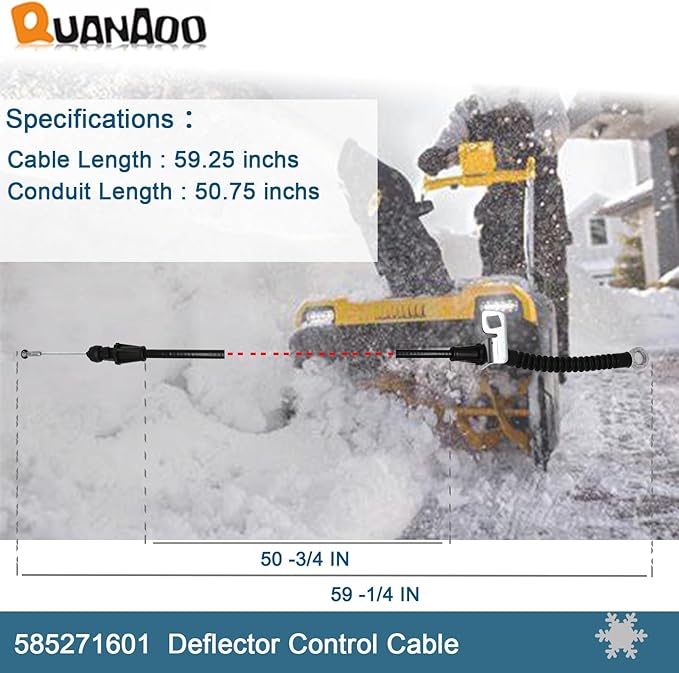 Deflector Control Cable 585271601 for Husqvarna Poulan Snow Thrower fits Husqvarna ST 230E, ST 261E, ST 268EP, ST 276EPT, ST 324P, ST 327T, 924 HV, 1650 EXL, 11524 E Snow Blowers