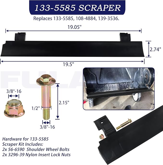 99-9313 Snow Blower Paddles with 133-5585 Scraper Replaces 99 9313, 88-0771, 125-1128, 55-9251, 55-9250 for Toro Power Clear 210R, 221, 421, 621R, 621Z, 621E, 721, 721E, 721R Snowthrowers