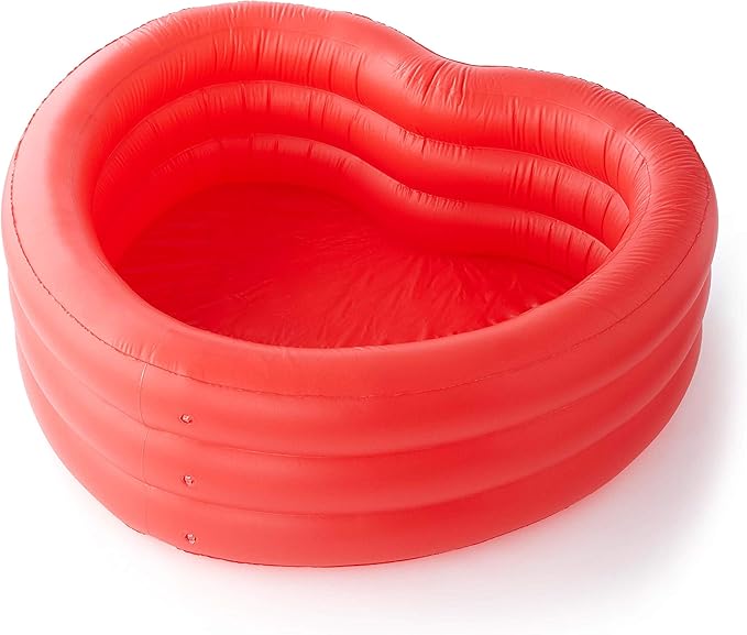 Ban.do Red Heart-Shaped Inflatable Swimming Pool, Large Blow Up Pool Fits 2-3 Adults, Red Heart