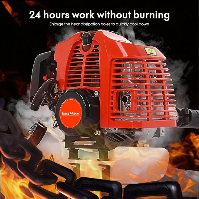 Gas Weed Eater,Weed Wacker 5 in 1 Multi Functional Trimming Tools Gas Hedge Trimmer 52cc Petrol String Trimmer Chainsaw Brush Cutter Pole Saw with Extension Pole Handheld Trimmer for Home Yard Orange