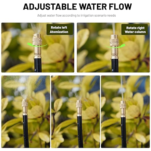 360° Adjustable Drip Irrigation System - Garden Watering Atomizing System with 16 Nozzles, Greenhouse Accessories for Yard, Lawn, Plants, Garden, 5/16 inches Hose, 50 ft