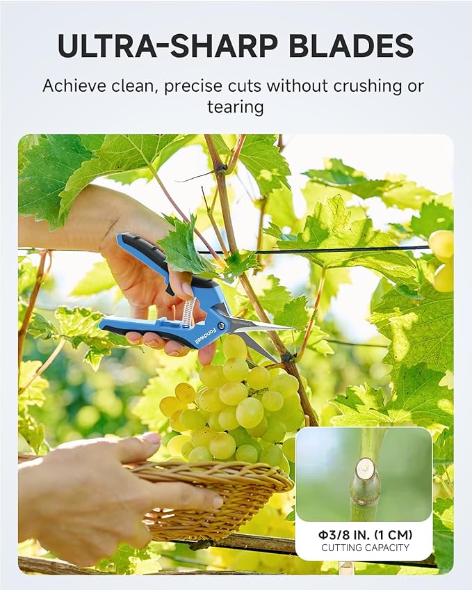 Fondwell 6.5" Gardening Shears Pruning Snips: Plant Trimming Scissors with Straight Blades - Pruning Scissors for Precise Cuts