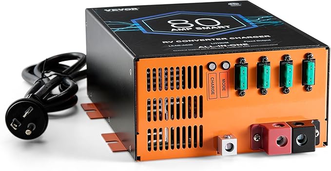 VEVOR RV Converter, 80 Amp, 110V AC to 12V DC RV Power Converter Battery Charger with 4 Stage Smart Charging 13V to 16.5V Adjustable Operating Range, Compatible with Lithium Lead Acid Battery, ETL