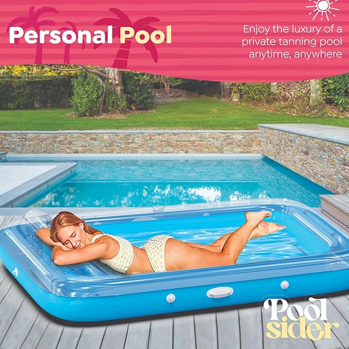Premium Inflatable Tanning Pool Lounger | Inflatable Tanning Bed for Adults - 4 in 1 Multipurpose Suntan Tub | Pool Floats Adults, Inflatable Pool Float | Tanning Float - Sunbathing Pool Raft