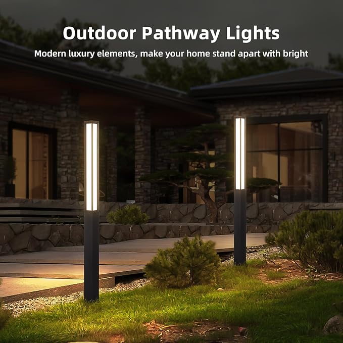 Outdoor Landscape Path Lights, 3000K Warm Pathway Lighting (98 Inches)