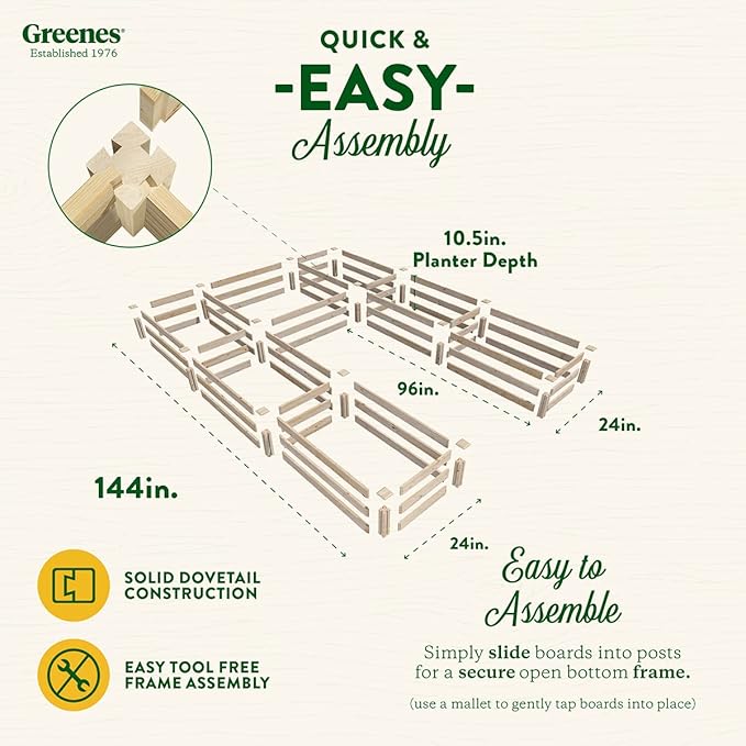 Greenes Fence Original Pine Raised Garden Bed, 8' x 12' x 10.5" U-Shaped Bed - Made in USA with American Pine