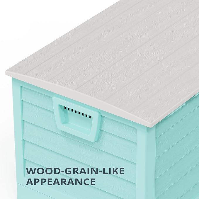 Outvita Foldable 75 Gallon Outdoor Storage Box, Plastic Storage Containers with Lid, Patio Deck Box Furniture for Garden, Pool, Balcony, Yard (Green)