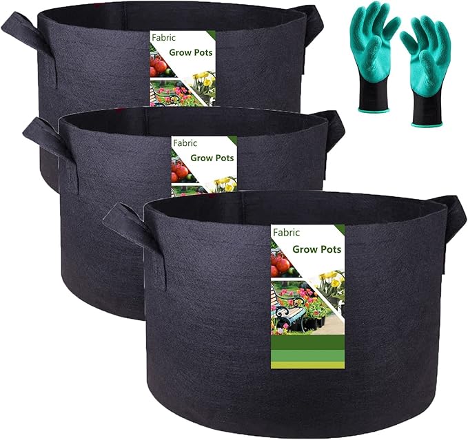 3-Pack 40 Gallon Thickened Plant Grow Bags Large (28x16 in) Heavy Duty Garden Bag Fabric Plant Pots for Potato,Tomato Planter,Herbs Veggies Planting,Flower Pots,Barrel Planter,Yard Waste Bag,Leaf Bags