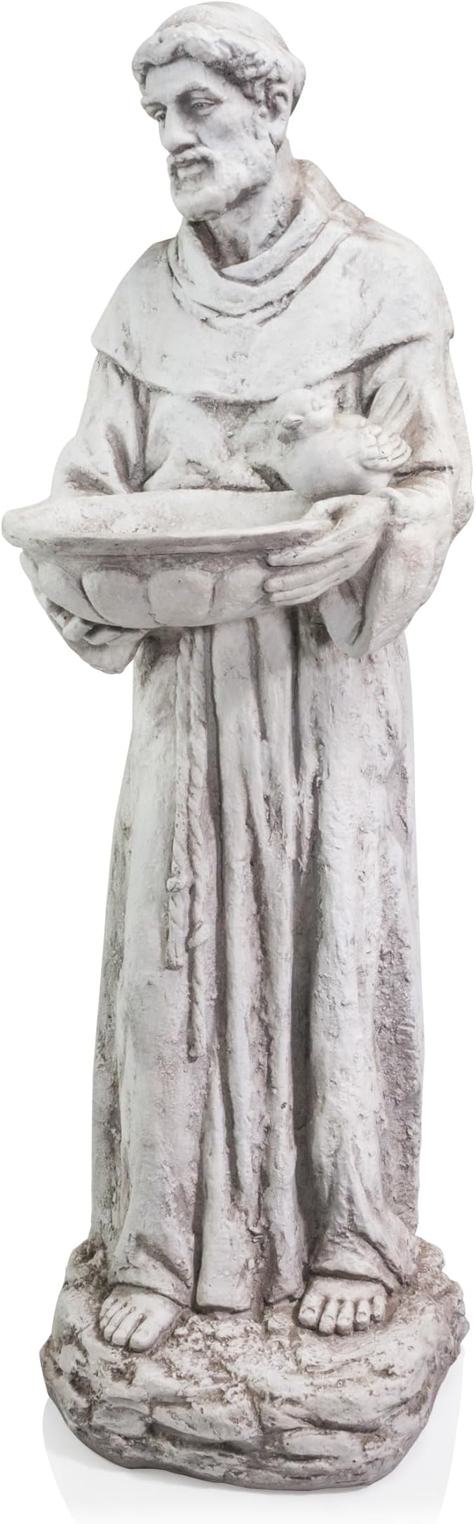 Alpine Corporation 45" Tall Outdoor Saint Francis Birdbath Statue Yard Art Decoration, Light Gray