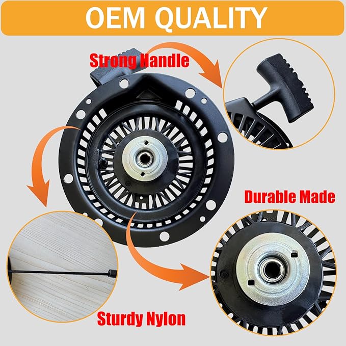 PlumPine 590749 Pull Start Assembly for Tecumseh HM100 HM90 HM80 HMSK80 HMSK85 HMSK90 HMSK100 OHH50 OHH55 OHH60 Snow Blower Mower Engine Recoil Starter Pull Cord Replacement