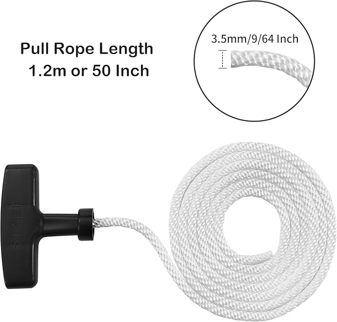 2-Pack Lawn Mower Pull Cord, 1.2m 9/64 Inch 3.5mm Recoil Starter Rope with Handles for Chainsaw, Trimmer, Edger, and Small Engines, Fit for STIHL Poulan Husqvarna Echo Craftsman Ryobi Honda and More