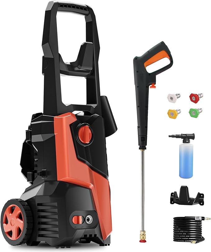 Pressure Washer Power Washer with 25FT Hose,4500PSIIMAX, 4 Quick Connect Nozzle, 500ml Foam Bottle for Car Patio Drive Home Outdoor Cleaning