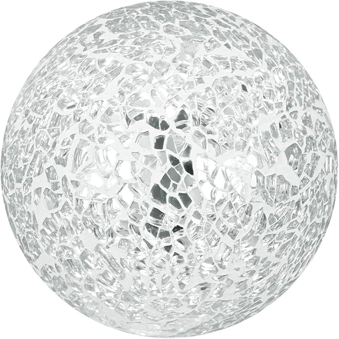 Decorative Ball for Bowls, 3 Inch Mosaic Glass Balls Decorative Glass Orbs for Home Decor/Dining Tables/Wedding Party/Coffee Table/Centerpiece Decor [Silver]