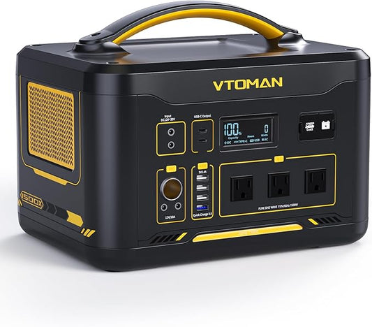 VTOMAN Jump 1500X Portable Power Station, 828Wh LiFePO4 (LFP) Battery, 1500W (3000W Peak) Solar Generator with Expandable Capacity, 3x Pure Sine Wave 1500W AC Outlets, 2xPD 100W, 3x Regulated 12V DC