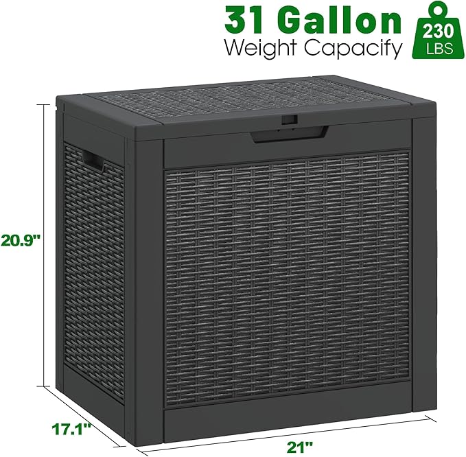 Outdoor Storage Box,2 Packs 31 Gallon Deck Box, Large Resin Storage Cabinet for Gardening Tools, Patio Pillow, Lockable, Waterproof and UV Resistant