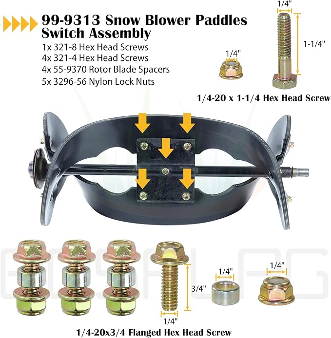 99-9313 Snow Blower Paddles with 55-8760 Scraper Blade Replaces Toro 99-9313, 125-1128, 55-9250, 55-9251, 88-0771 for Toro 38180 ccr 2000 ccr 2400 ccr 2500 ccr 3650 ccr2000 ccr3650 Snowthrower
