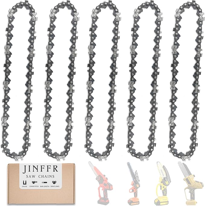 5 Pieces 6 Inch Chainsaw Chain, Replacement Chains for 6 Inch Cordless Electric Portable Mini Chainsaw, Chains Fit for 6-inch Mini Chainsaws -37 Drive Links