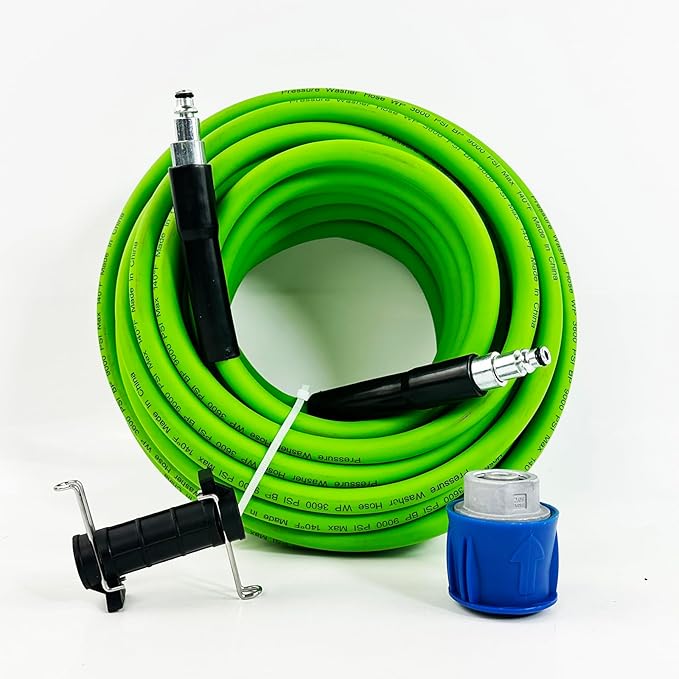 5800PSI/400Bar Ultra Flexible Pressure Washer Hose for Bosch Home Cleaning, 5M-30M High Pressure Extension Tube with Quick-Connect Adapter,(Red/Blue/Yellow/Green/Grey/Orange/Light Blue)(Green,95FT)