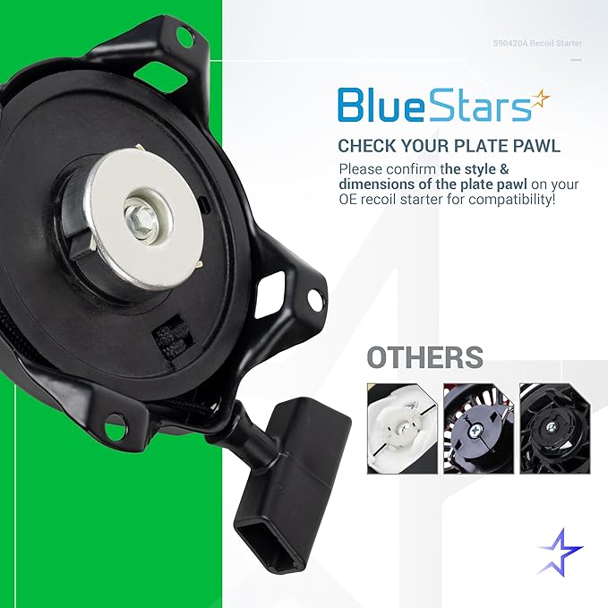 BlueStars 590420A Recoil Starter Assembly - for Tecumseh LAV TVS HS25-HS40 AH600 AV520 ECV HH TVXL105 HXL35 OVRM40 Snowblower - Replaces Tecumseh 590420 590458 590604 Stens 150-003 Oregon 31-051
