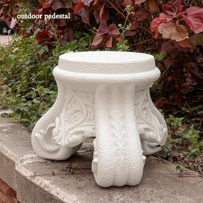 Outdoor Pedestal Stand for Garden Decor - ClassicalL Plinth Pedestal Stand for Statues, Decorative Garden Pedestals and Statue Stand,12" Tall