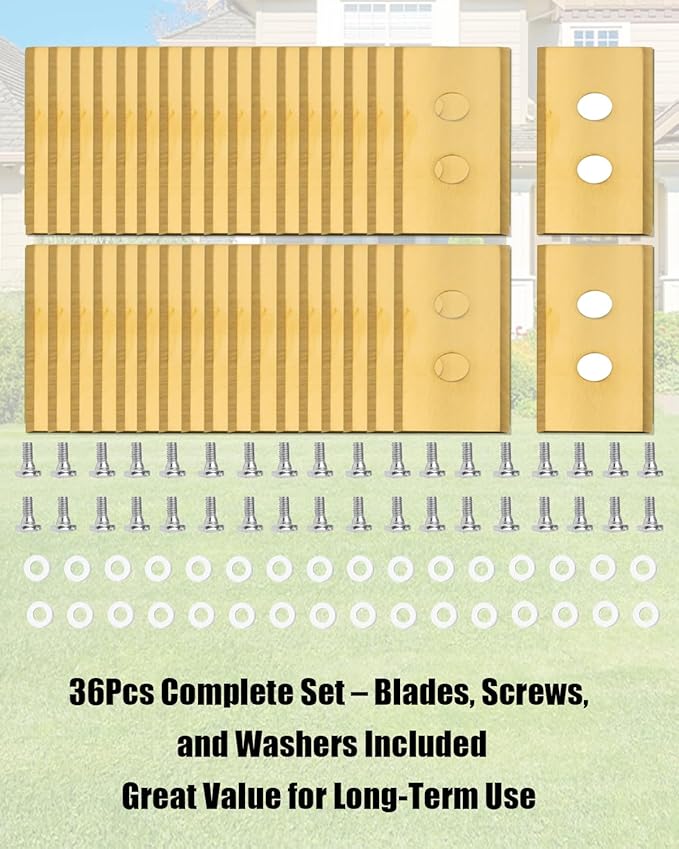 36Pcs Lawnmower Replacement Blades Fits for Mammotion Luba and Yuka All Series Robust Titanium Replacement Robotic Lawnmower Blades with Screws and Washers, Golden