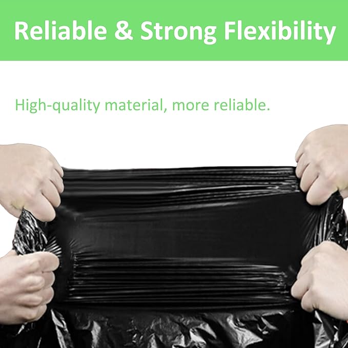 55-60 Gallon Trash Bags Heavy Duty 60 Count Bulk with 4 Innovative Flap Ties | Compatible with Rubbermaid Brute & Winco & Behrens 55-60 Gallon Round Trash Can | Tear & Leak Resistant Black