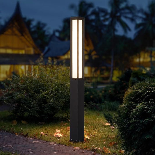 Outdoor Pathway Lights, 71 Inches Tall Bollard Light, 3000K Landscape Path Lighting, Large Mordern Led Bollards, IP65 Waterproof Pole Driveway Lights Wired for Walkway Sideway Garden Yard