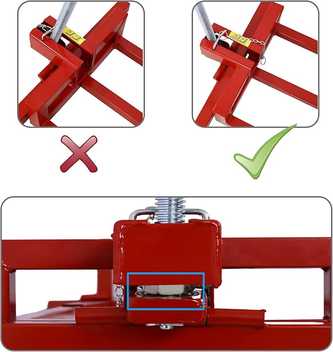 Ride on Lawn Mower Jack Lift, 800 Lbs Capacity Lawn Tractor Lifter Telescopic Maintenance Jack for Lawn Mowers and Garden Tractors, Lawn Tractor + 45°Tilt Adjustable (Red)