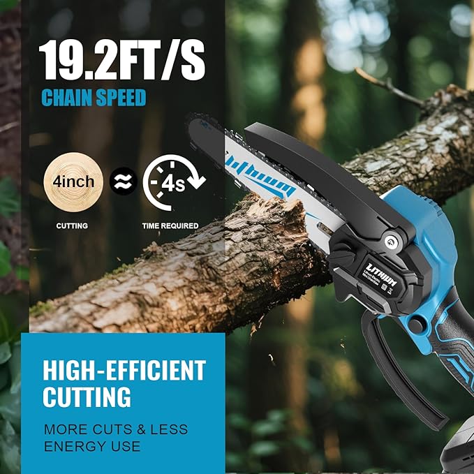 Chainsaw 6 Inch Mini Electric Chainsaw Cordless Battery Powered, HandHeld Chain Saw for Wood/Trees Trimming, Tools for Household and Garden, Chain Saw Gift for Men Dad Husband Women