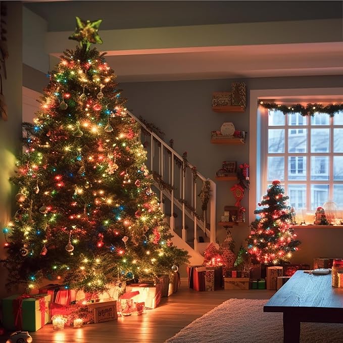 2 Pack Solar Christmas String Lights, Total 400 LED 144Ft Solar String Lights, Outdoor Lighting with 8 Modes Waterproof for Xmas Tree, Garden, Patio, Party Decorations (Multi Color)