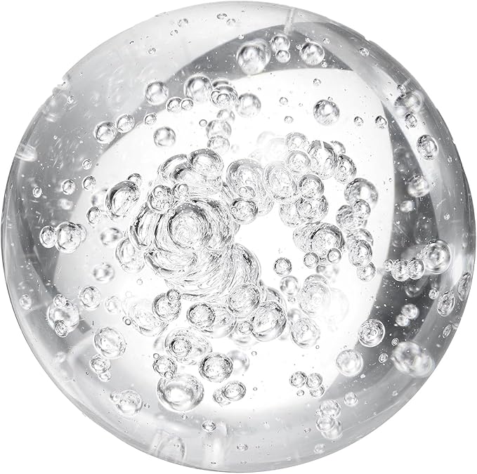uxcell 90mm/3.5" Crystal Sphere Ball Bubble Glass Solid Decorative Sphere Crystal Ball Prop Ornament for Feng Shui Divination Fortune Telling Tabletop Fountain Decoration, Clear